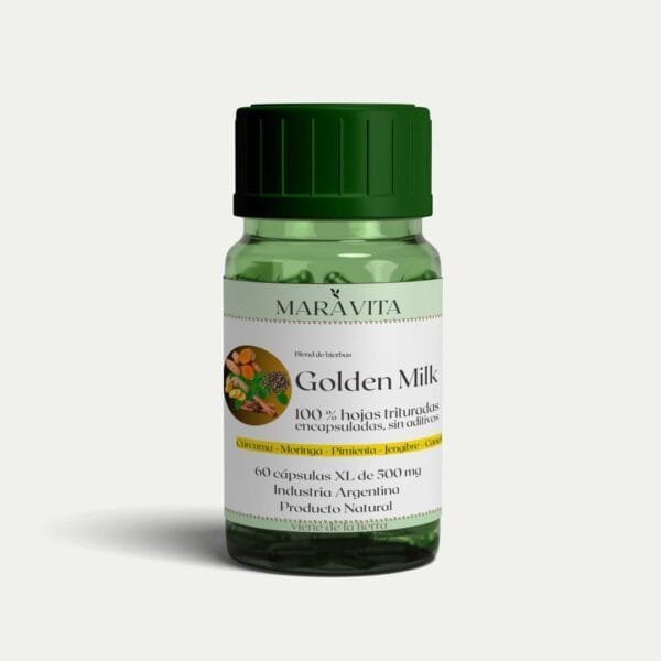 Blend Multivitamínico Golden Milk - (Moringa + Cúrcuma + Pimienta + Jengibre + Canela) en Cápsulas